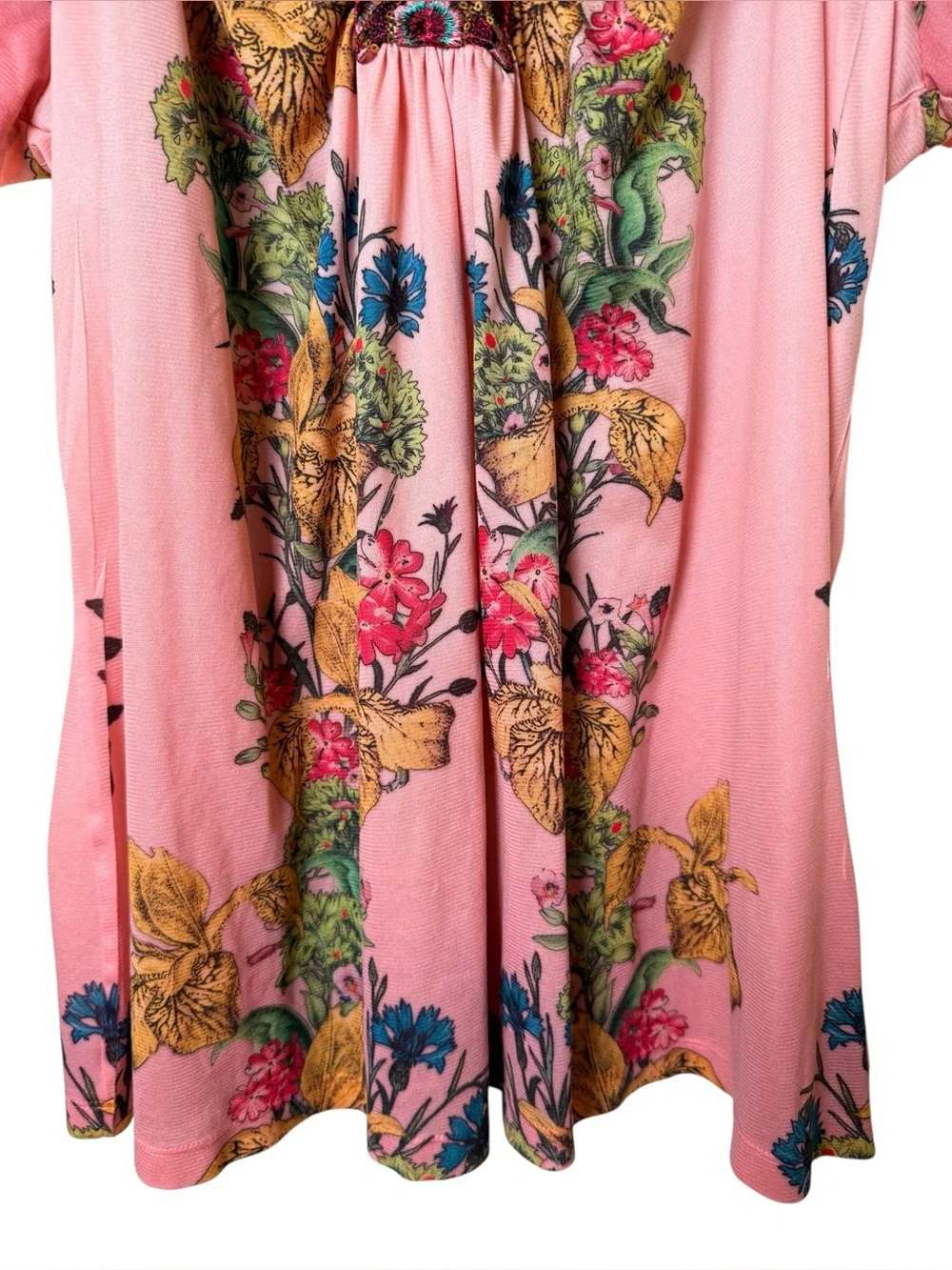 ONE WORLD 2X Pink Floral Beaded V-Neck Tunic - Picture 4 of 7